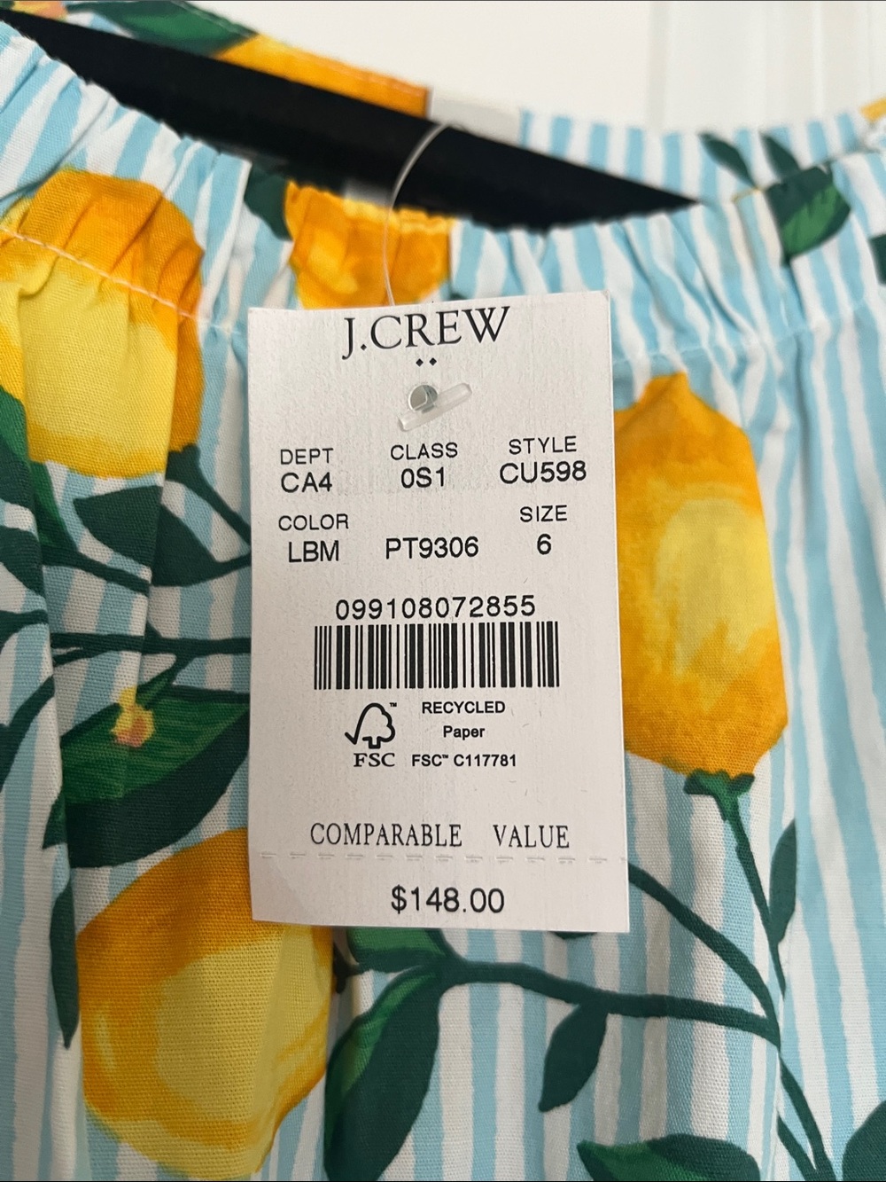 J. Crew Lemon Print Midi Dress - Yellow on Light Blue - Picture 4 of 4
